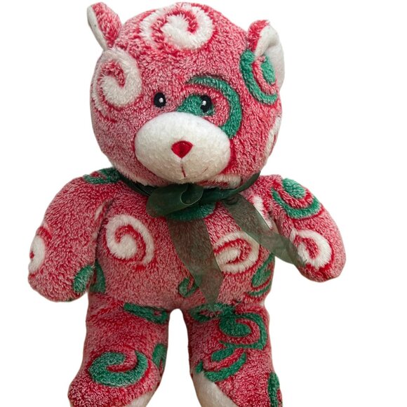 CANDY CANE COLORED TEDDY BEAR STUFFED ANIMAL 15 1/2" LONG - Picture 3 of 7